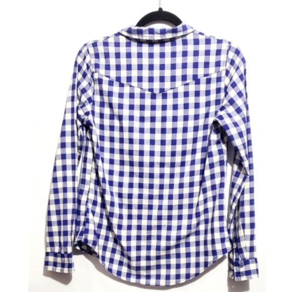 50% off forever 21 gingham blue button up long - Picture 3 of 7